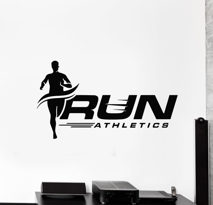Vinyl Wall Decal Run Athletics Champ Healthy Runner Sport Stickers Mural (g1017)