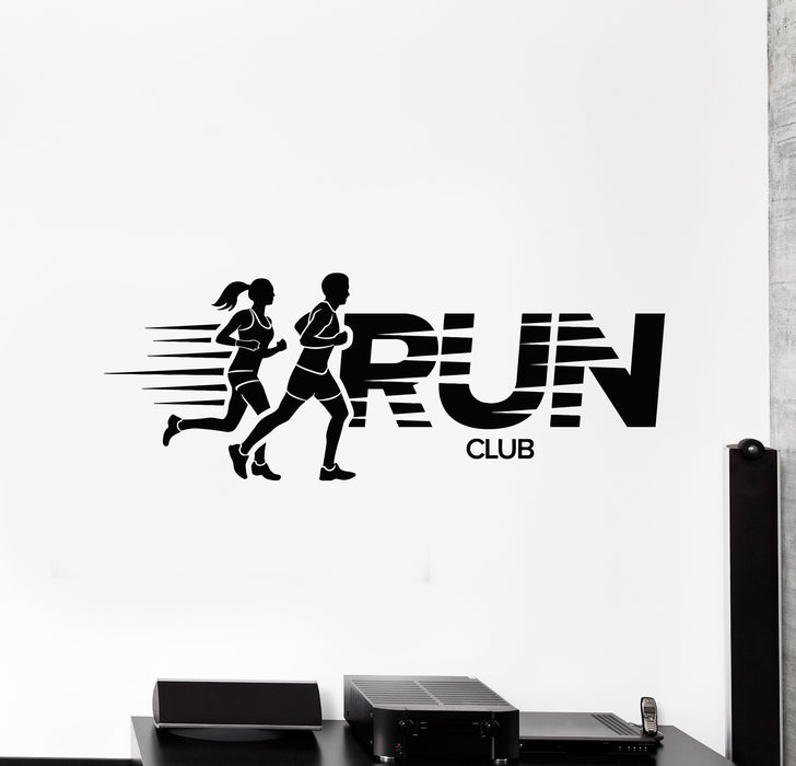 Vinyl Wall Decal Runners Run Club Word Jogging Running Sport Stickers Mural (g914)
