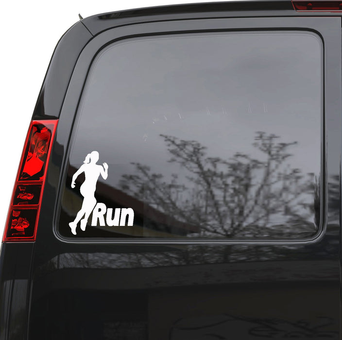 Auto Car Sticker Decal Run Girl Running Woman Sports Truck Laptop Window 5" by 6.5" Unique Gift 187igc