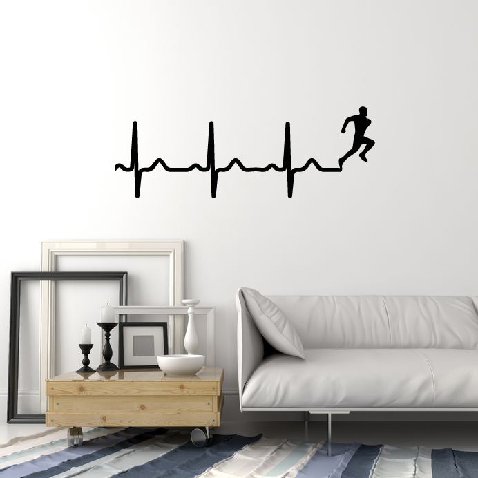 Vinyl Wall Decal Cardiogram Pulse Healthy Running Sport Run Stickers Mural (g6971)