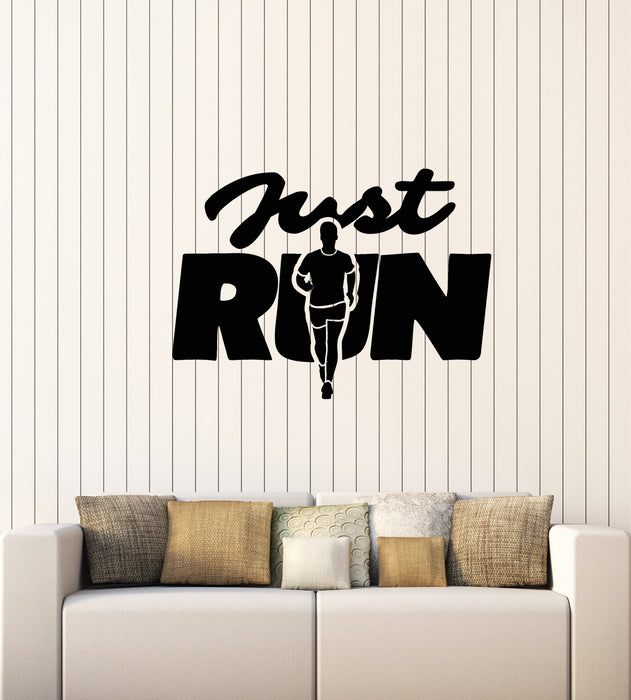 Vinyl Wall Decal Just Run Running Sport Sprinter Training Stickers Mural (g4119)