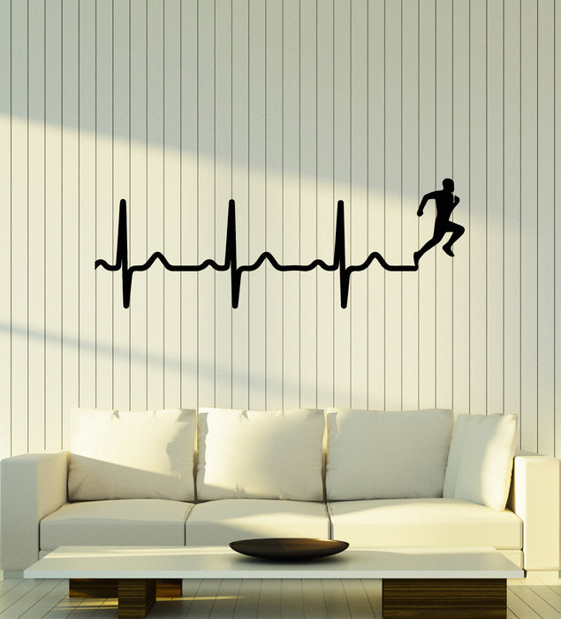 Vinyl Wall Decal Cardiogram Pulse Healthy Running Sport Run Stickers Mural (g6971)