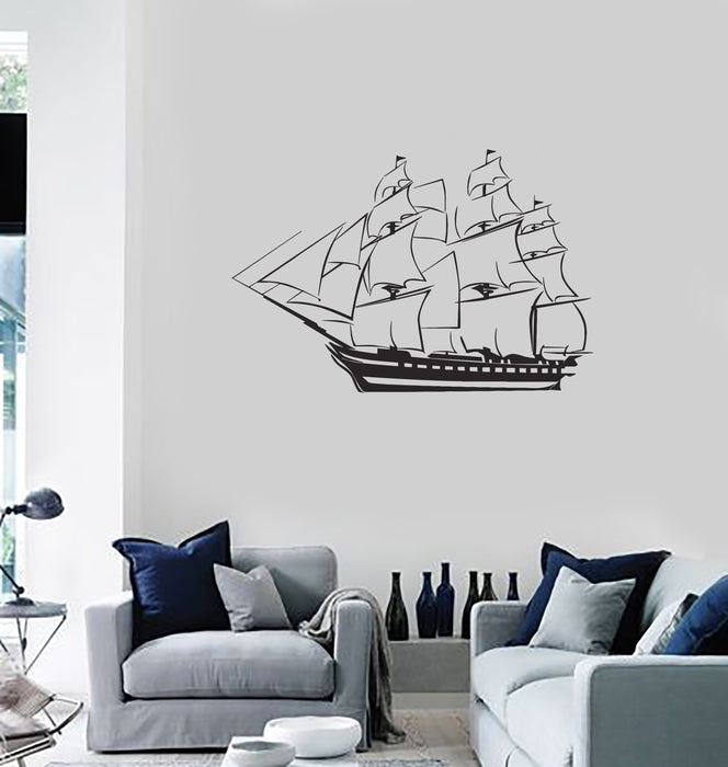 Vinyl Decal Wall Sticker Sailing Ship Frigate Pirate Kids Room Unique Gift (g041)