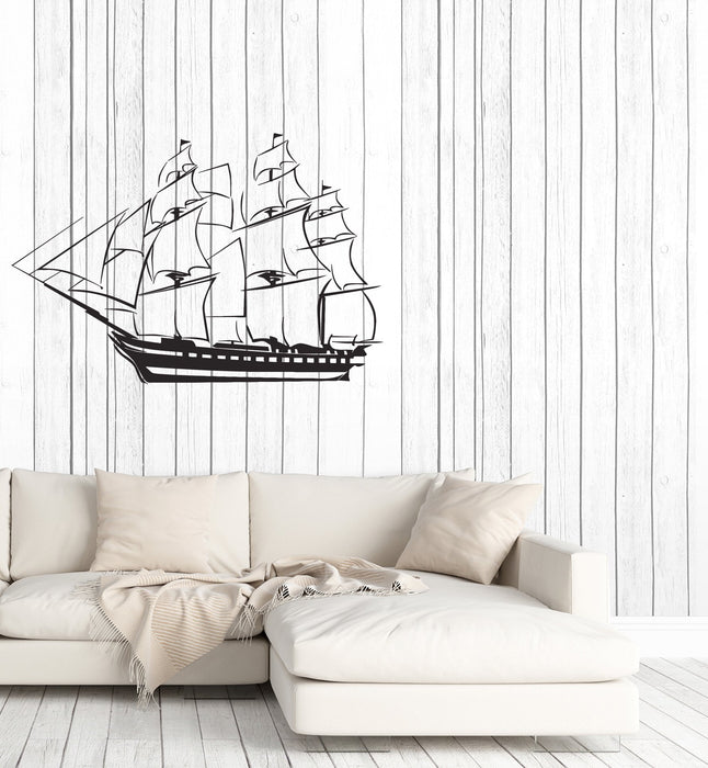 Vinyl Decal Wall Sticker Sailing Ship Frigate Pirate Kids Room Unique Gift (g041)