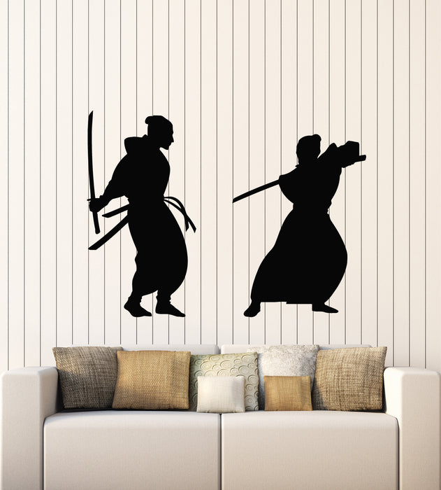 Vinyl Wall Decal Asian Men Martial Arts Samurai Fight Japan Style Stickers Mural (g2803)