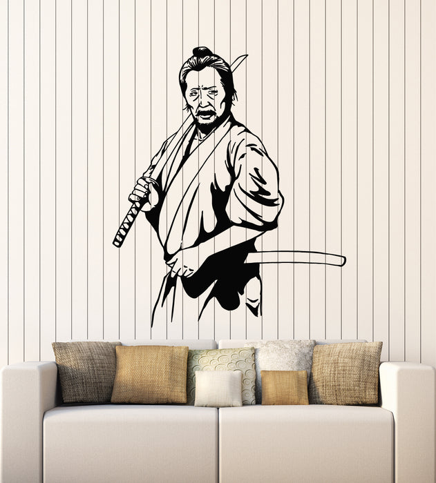 Vinyl Wall Decal Asian Warrior Fighter Samurai With Sword Stickers Mural (g2812)