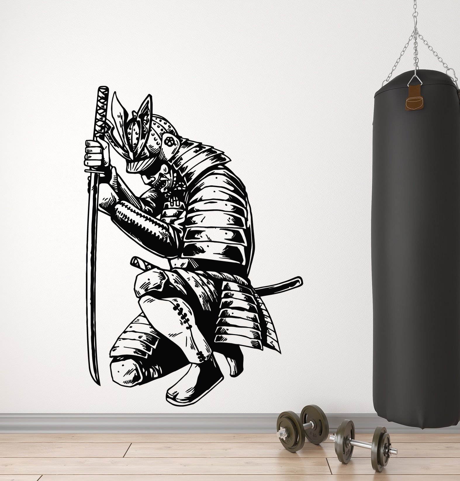 Vinyl Wall Decal Asian Warrior Japanese Samurai Katana Fight Club Stic ...