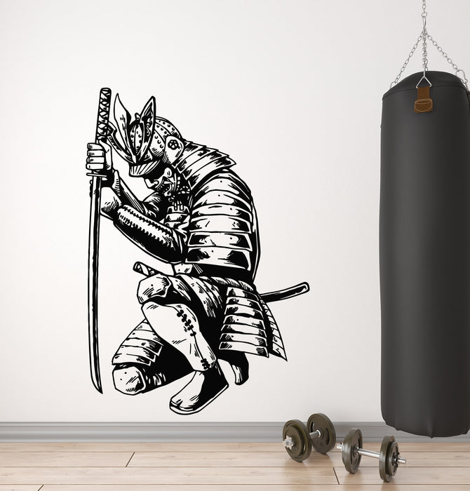 Vinyl Wall Decal Asian Warrior Japanese Samurai Katana Fight Club Stickers Mural (g7438)