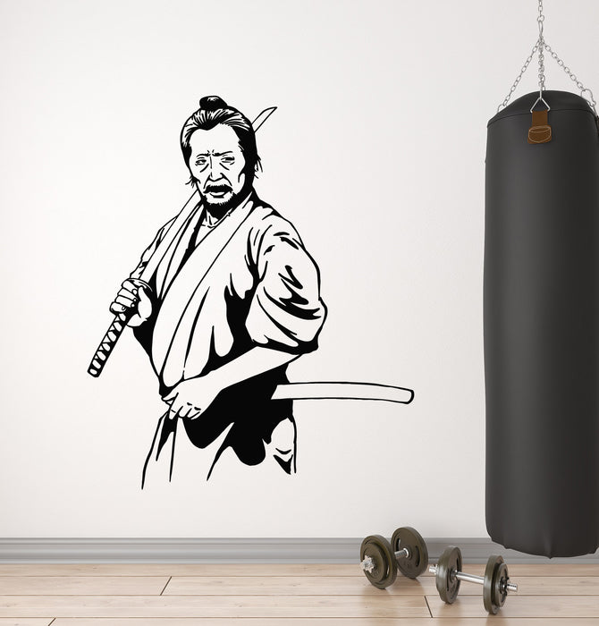 Vinyl Wall Decal Asian Warrior Fighter Samurai With Sword Stickers Mural (g2812)