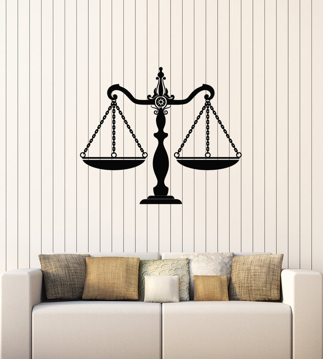 Vinyl Wall Decal  Scales Of Justice Legislation Law Office Decor Stickers Mural (g1958)