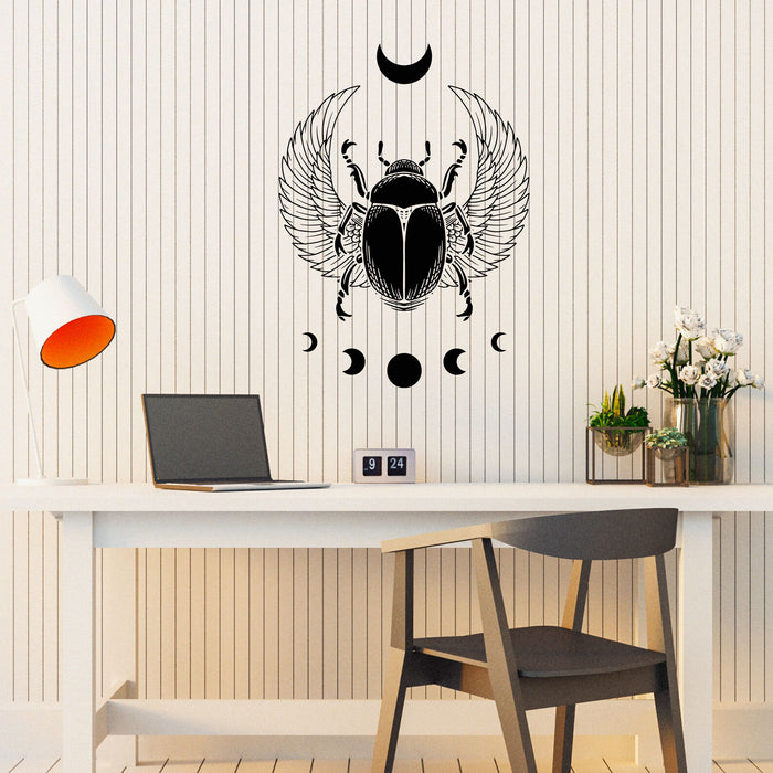 Scarab Vinyl Wall Decal Ancient Egypt Wings Hieroglyph Stickers Mural (k259)