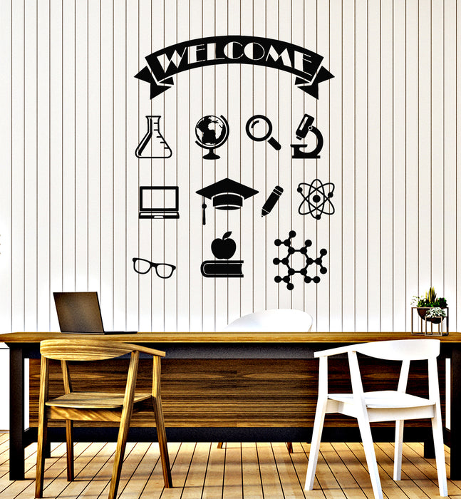 Vinyl Wall Decal Welcome School Science Classroom Lab Stickers Mural (g4639)