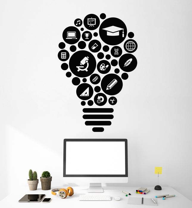 Vinyl Wall Decal School Decor Science Light Bulb Classroom Stickers Mural (g5383)