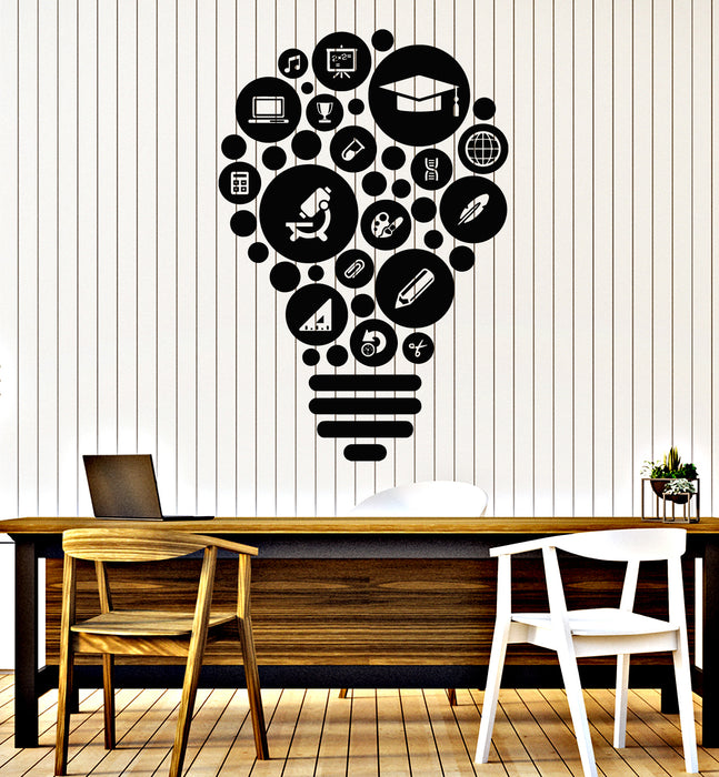Vinyl Wall Decal School Decor Science Light Bulb Classroom Stickers Mural (g5383)