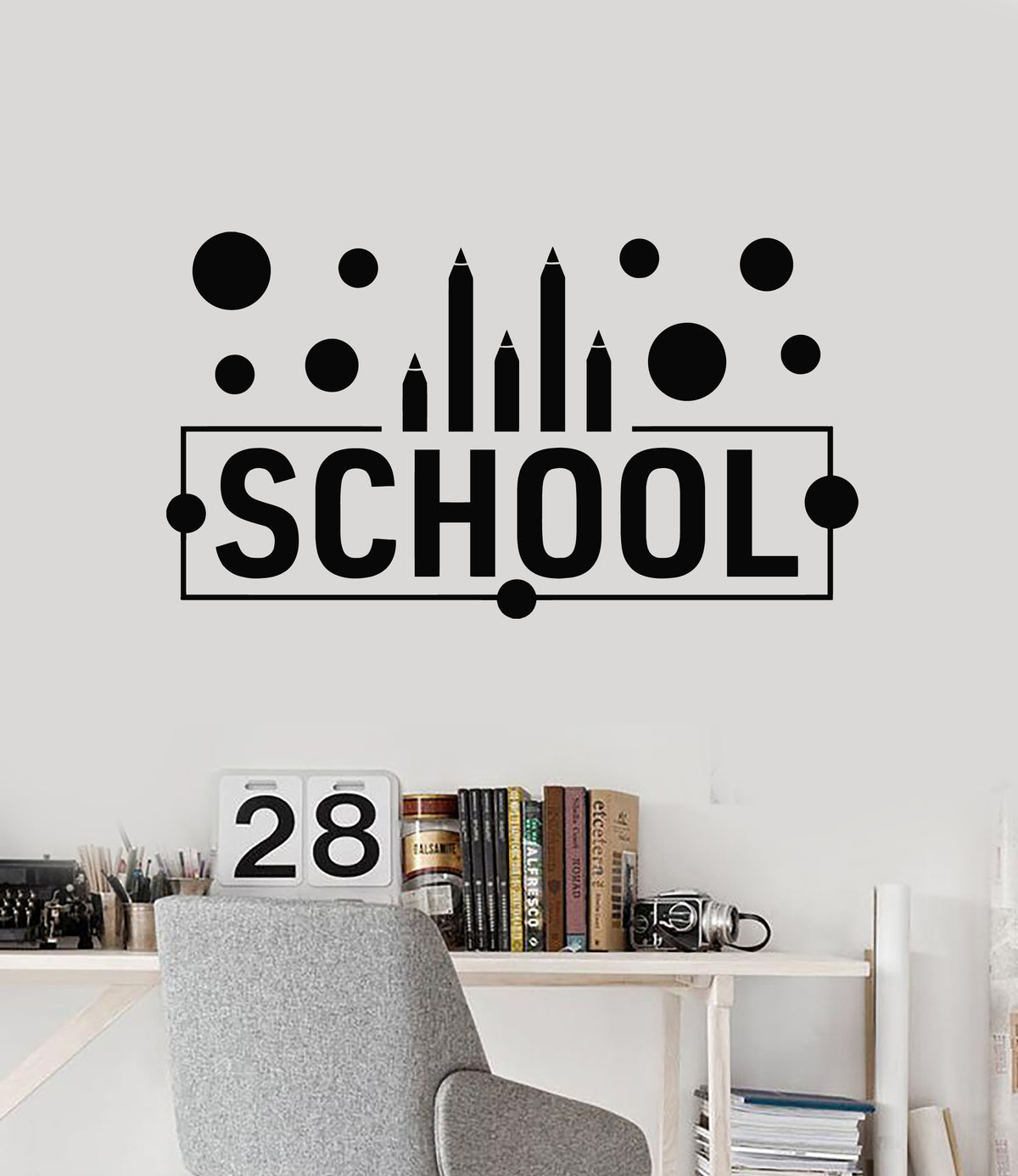 Vinyl Wall Decal School Lettering Classroom Science Pencils Stickers M ...