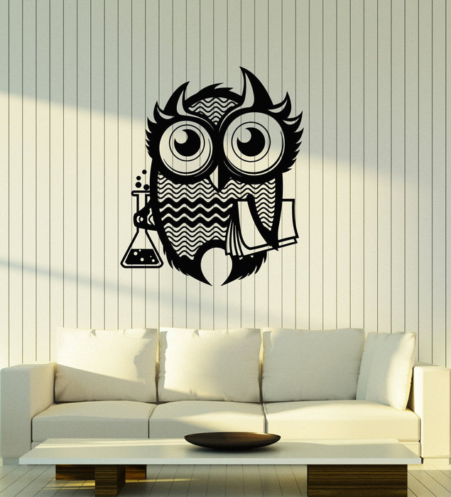 Vinyl Wall Decal Scientist Owl Science Classroom Primary School Interior Stickers Mural (ig5788)