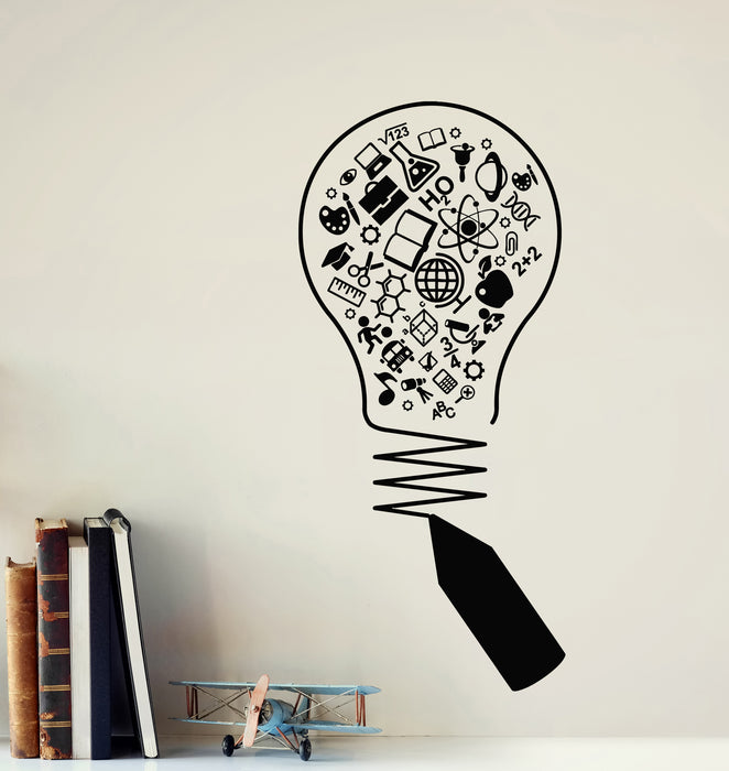 Vinyl Wall Decal Science Art Open Book Lamp Physics School Stickers Mural (g6856)