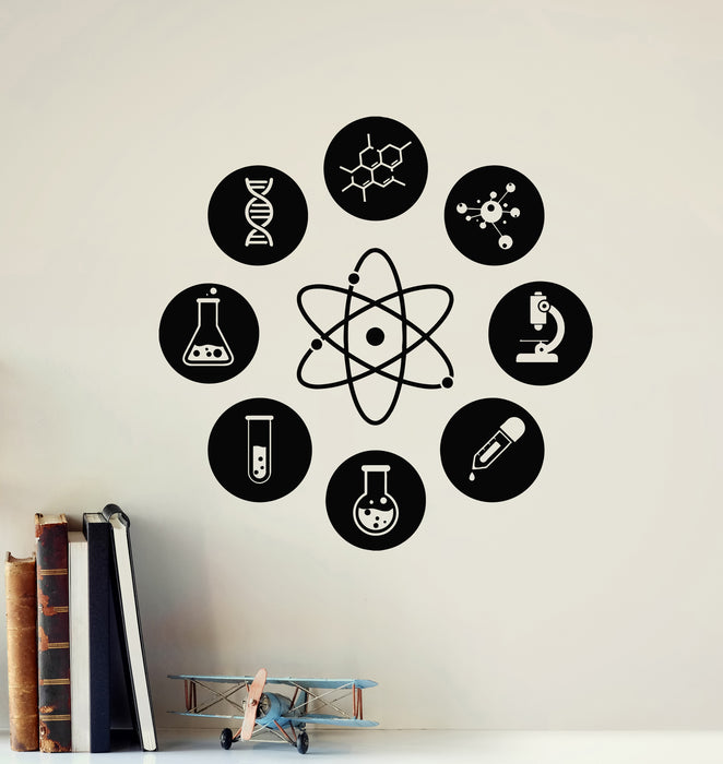 Vinyl Wall Decal Science Atom Electron Science Chemistry Nuclear Physics  Stickers Mural (g6582)