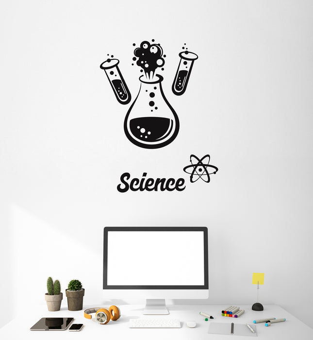 Science Vinyl Wall Decal Test Tube Lettering Chemical Reaction Stickers Mural (k250)
