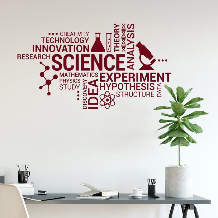 Vinyl Wall Decal Science School Classroom Education Lab Scientist Words Stickers Mural (ig6456)