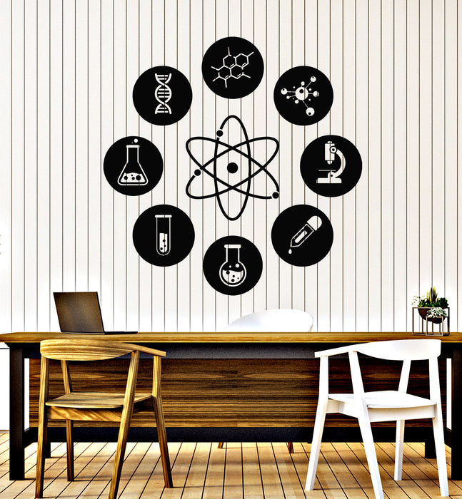 Vinyl Wall Decal Science Atom Electron Science Chemistry Nuclear Physics  Stickers Mural (g6582)