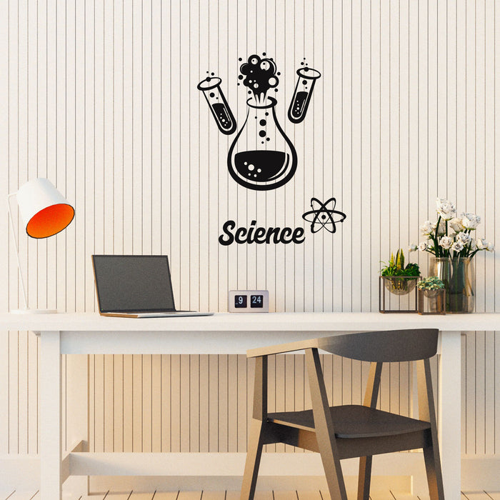 Science Vinyl Wall Decal Test Tube Lettering Chemical Reaction Stickers Mural (k250)