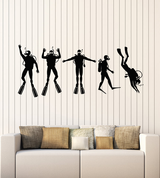 Vinyl Wall Decal Dive In Deep Water Scuba Diving Extreme Sport Stickers Mural (g5848)