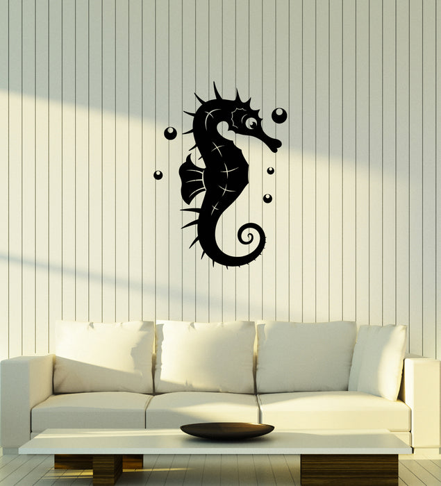 Vinyl Wall Decal Seahorse Marine Sea Animal Water Bubbles Bathroom Interior Stickers Mural (ig5942)