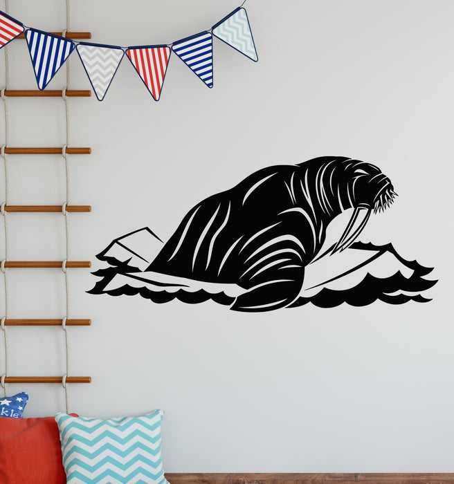 Vinyl Wall Decal Walrus On Ice Floe Ocean Sea Decor Kids Room Stickers Mural (g6871)