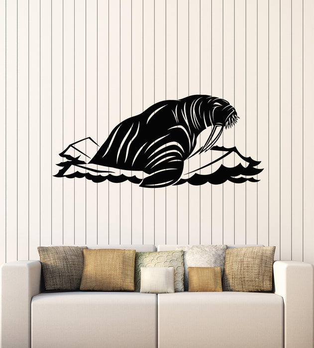 Vinyl Wall Decal Walrus On Ice Floe Ocean Sea Decor Kids Room Stickers Mural (g6871)