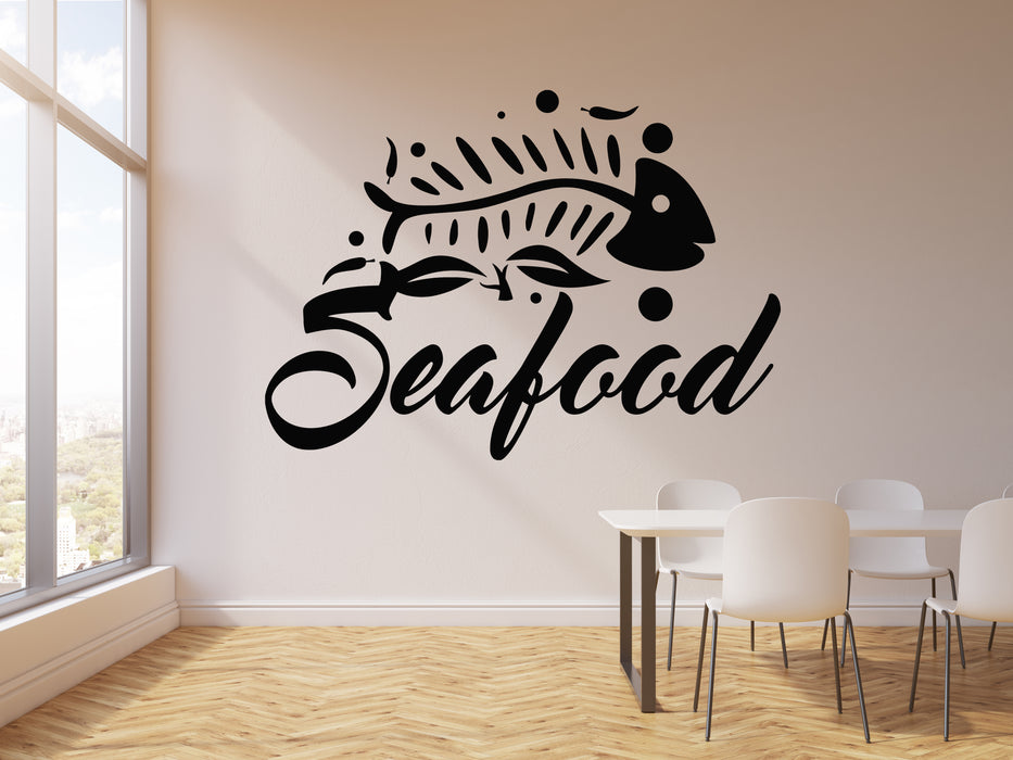 Vinyl Wall Decal Seafood Restaurant Fishing Store Marine Food Stickers Mural (g2035)