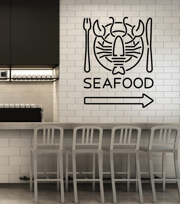 Vinyl Wall Decal Seafood Restaurant Crab Fish Beach Bar Fresh Food Stickers Mural (g2045)