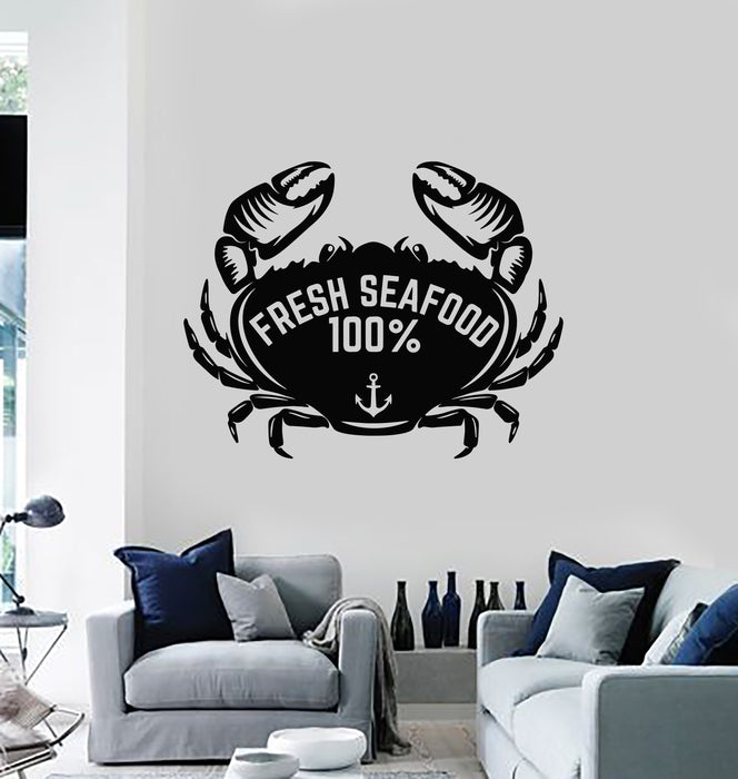 Vinyl Wall Decal Fresh Seafood Restaurant Ocean Animal Crab Stickers Mural (g3021)