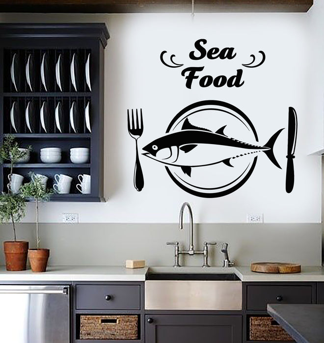 Vinyl Wall Decal Restaurant Art Seafood Sea Products Fresh Fish Stickers Mural (g6124)