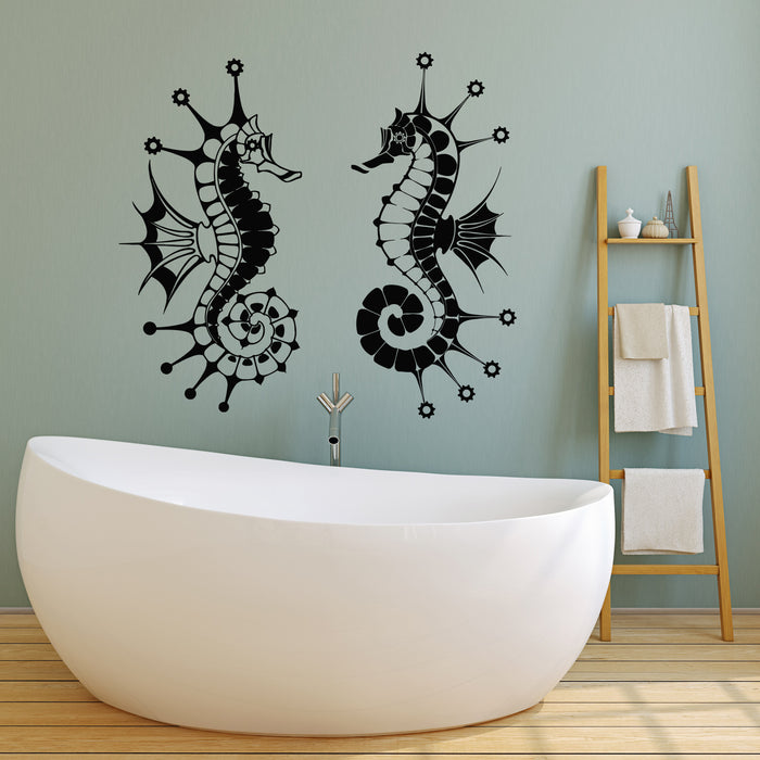 Vinyl Wall Decal Couple Sea Horse Ocean Marine Animals Stickers Mural (g5049)