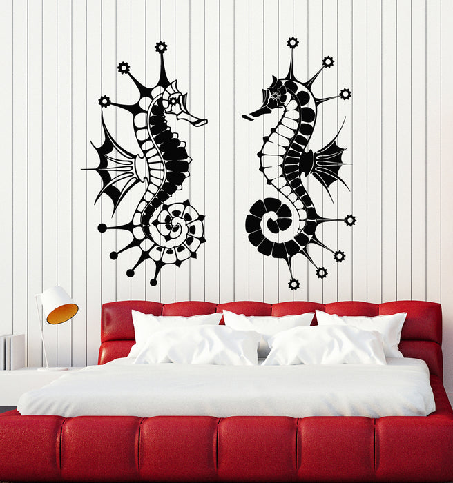 Vinyl Wall Decal Couple Sea Horse Ocean Marine Animals Stickers Mural (g5049)