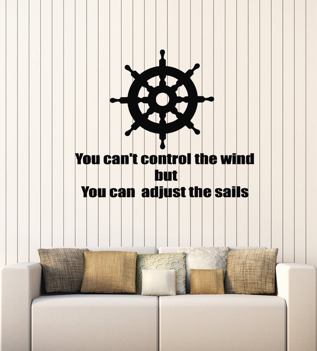 Vinyl Wall Decal Inspiring Phrase Sea Quote Ship Steering Wheel Stickers Mural (g3994)