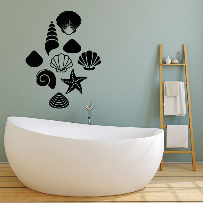 Vinyl Wall Decal Sea Ocean Seashells Bathroom Style Stickers Mural (g240)