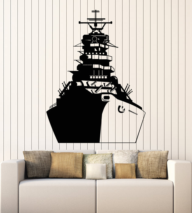 Vinyl Wall Decal Battleship Warship Sea Nautical Military Ship Stickers Mural (g5787)