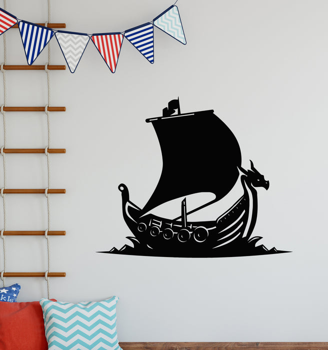 Vinyl Wall Decal Middle Ages Viking Drakkar Ocean Sea Ship Stickers Mural (g5913)