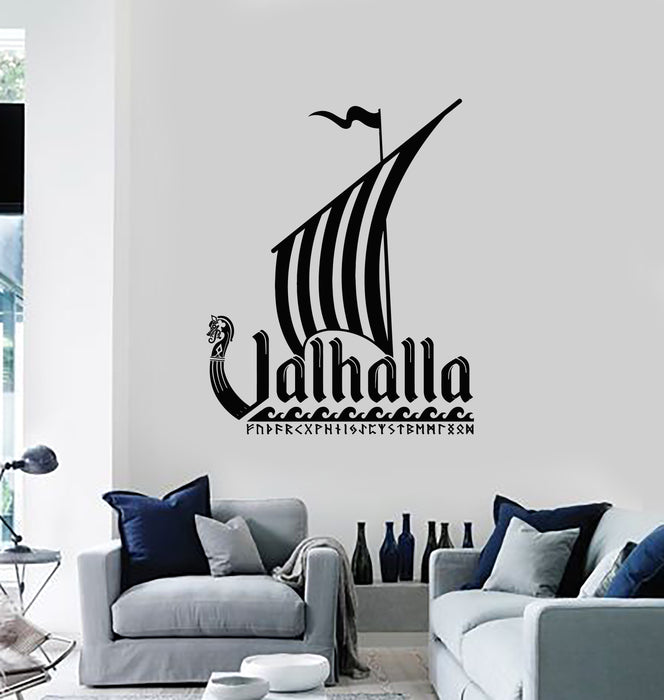 Vinyl Wall Decal Middle Ages Viking Drakkar Dragon Ship Stickers Mural (g3888)