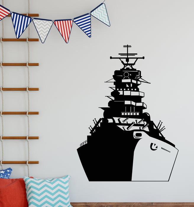 Vinyl Wall Decal Battleship Warship Sea Nautical Military Ship Stickers Mural (g5787)