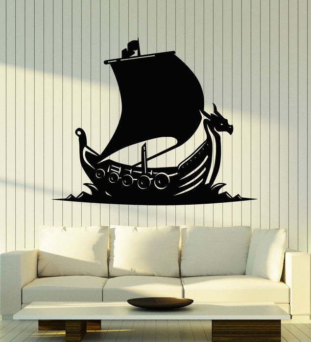 Vinyl Wall Decal Middle Ages Viking Drakkar Ocean Sea Ship Stickers Mural (g5913)