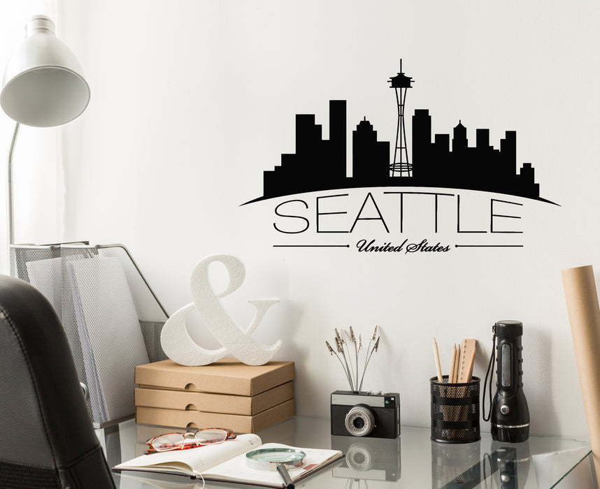 Vinyl Wall Decal Seattle United State City Skyline Decoration Stickers Mural (g7323)