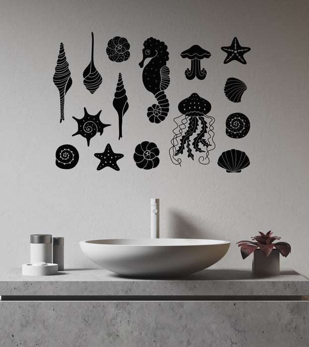 Sea Life Vinyl Wall Decal Ocean Animals Sea Marine Stickers Mural (k075)