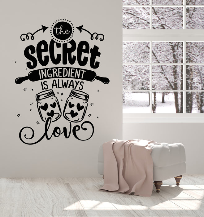 Vinyl Wall Decal Secret Ingredient Love Lettering Romance Phrase Stickers Mural (g7490)