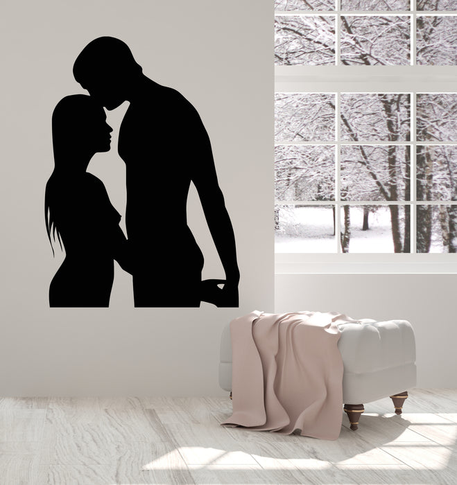 Vinyl Wall Decal Nude Couple Silhouette Love Naked Woman Man Stickers Mural (g5395)