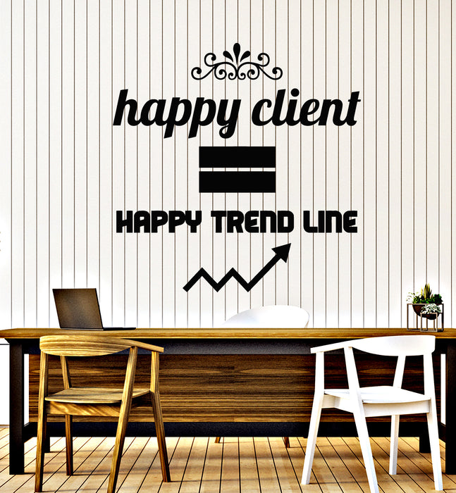 Vinyl Wall Decal Office Phrase Happy Client Trend Line Work Stickers Mural (g5396)