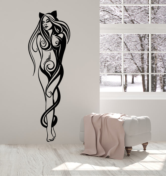 Vinyl Wall Decal Hot Sexy Girl's Naked Bathroom Long Hair Stickers Mural (g4832)