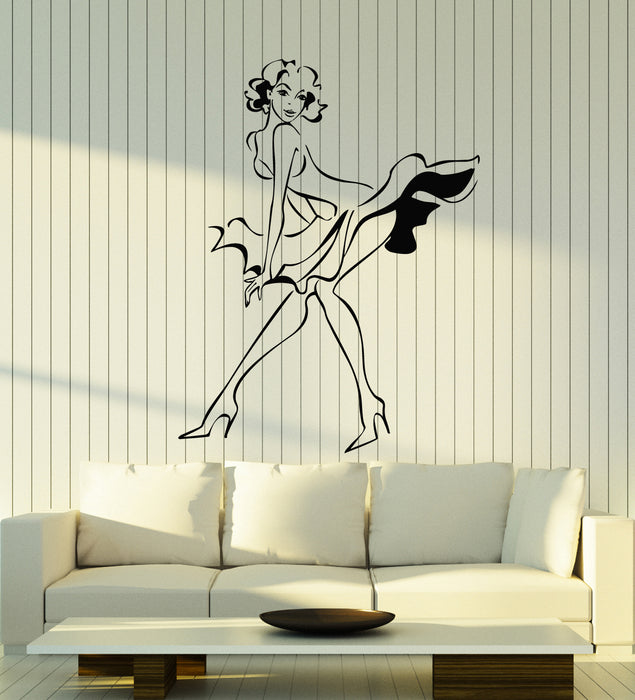 Vinyl Wall Decal Retro Sexy Girl Beauty Woman In Dress Stickers Mural (g5226)